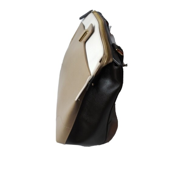 Furla Top Handle Handbag Italian Leather Purse Taupe Cream Brown - Picture 9 of 14